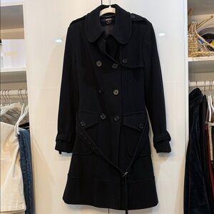 DKNY Black Double-Breasted Trench Coat
